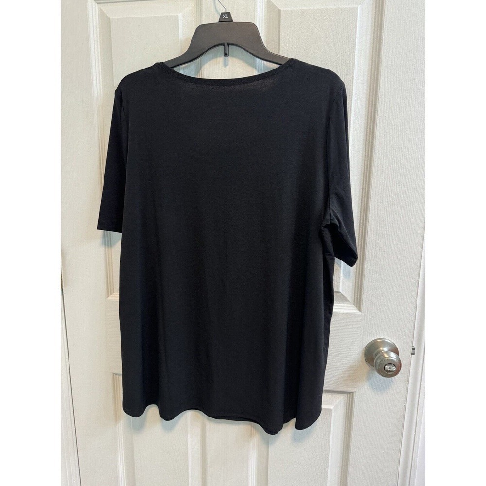 Susan Graver L Modern Essentials Black Top Rounded Split Hem A352184 Preowned​​ - Picture 3 of 11